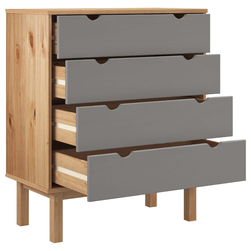 Kommode OTTA brun og grå 76,5x39,5x90 cm heltre furu