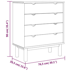 Kommode OTTA brun og grå 76,5x39,5x90 cm heltre furu