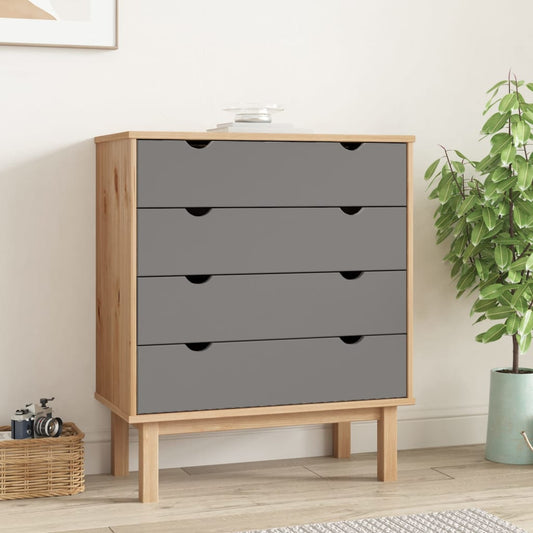 Kommode OTTA brun og grå 76,5x39,5x90 cm heltre furu
