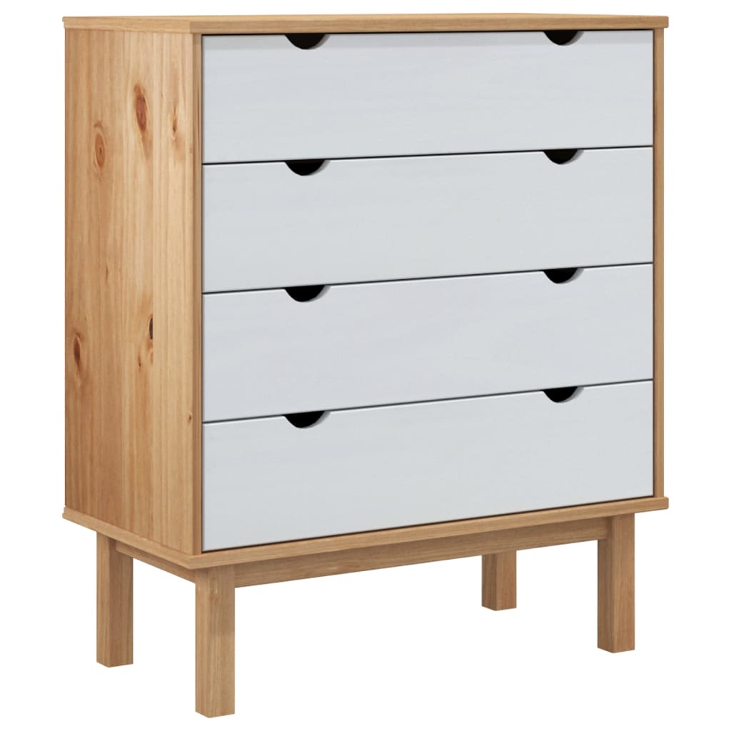 Kommode OTTA brun og hvit 76,5x39,5x90 cm heltre furu