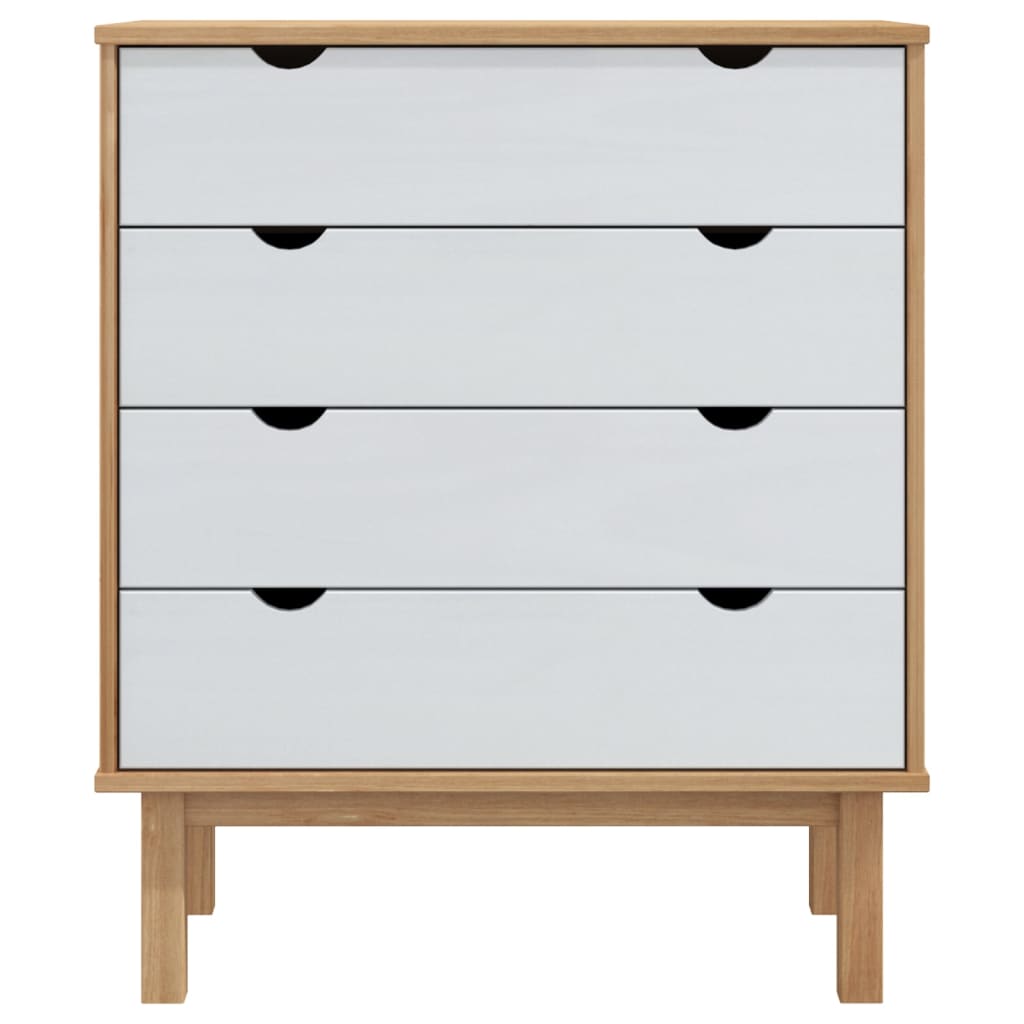 Kommode OTTA brun og hvit 76,5x39,5x90 cm heltre furu