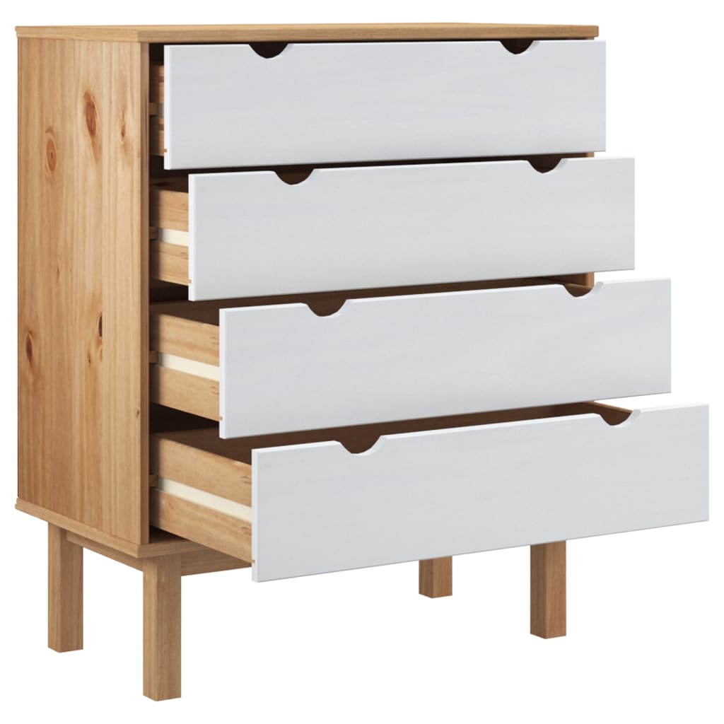 Kommode OTTA brun og hvit 76,5x39,5x90 cm heltre furu