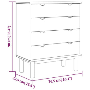 Kommode OTTA brun og hvit 76,5x39,5x90 cm heltre furu