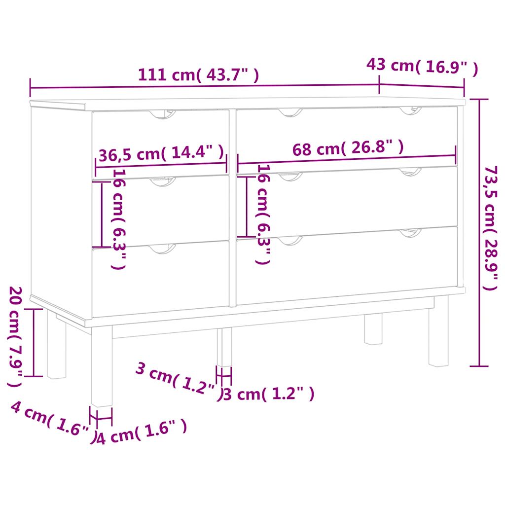 Kommode OTTA 111x43x73,5 cm heltre furu
