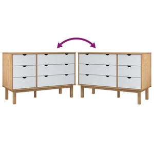 Chest of drawers OTTA brown and white 111x43x73.5 cm solid pine wood