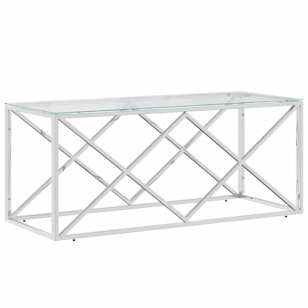 Salongbord 110x45x45 cm rustfritt stål og glass