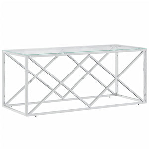 Salongbord 110x45x45 cm rustfritt stål og glass