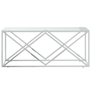Salongbord 110x45x45 cm rustfritt stål og glass