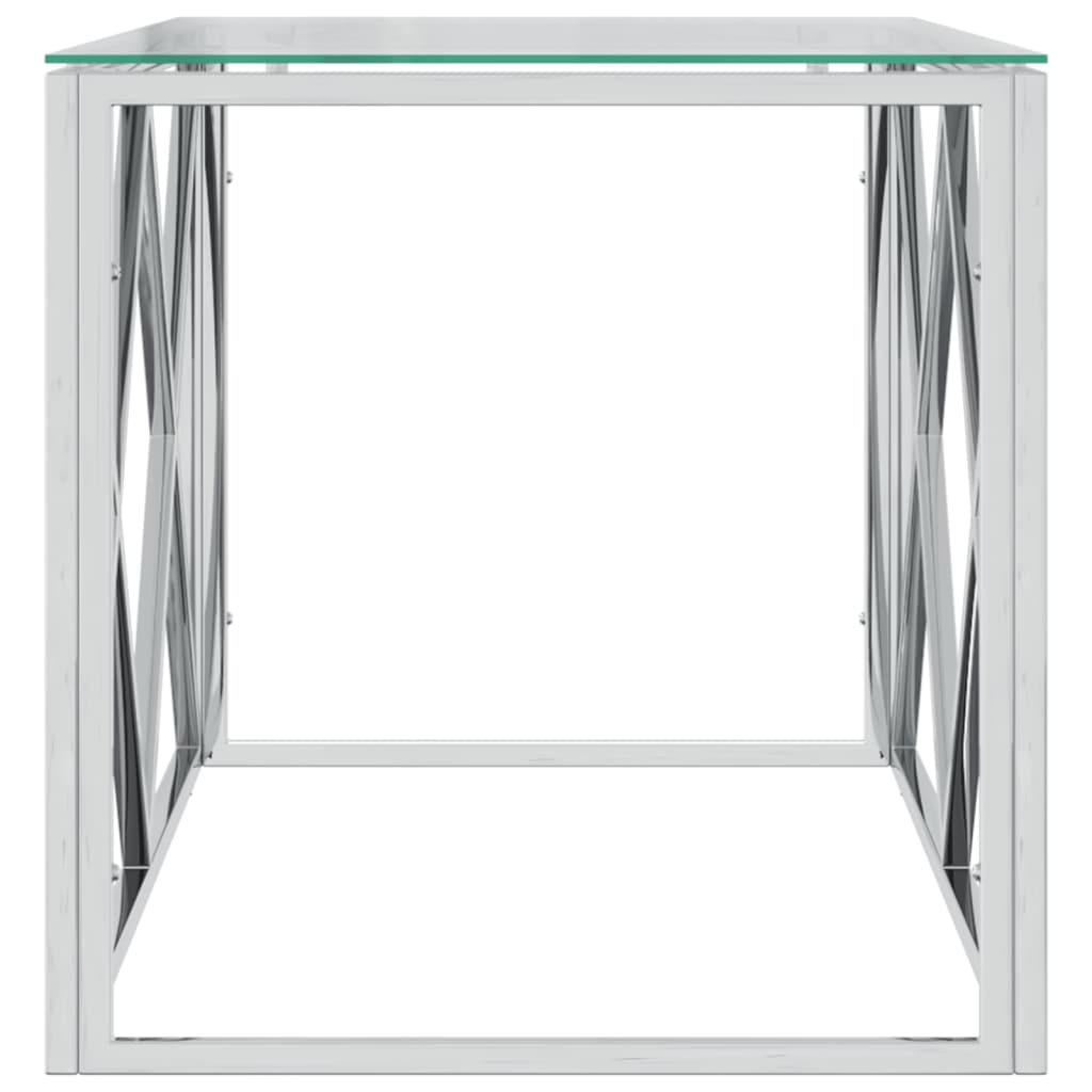 Salongbord 110x45x45 cm rustfritt stål og glass