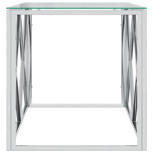 Salongbord 110x45x45 cm rustfritt stål og glass