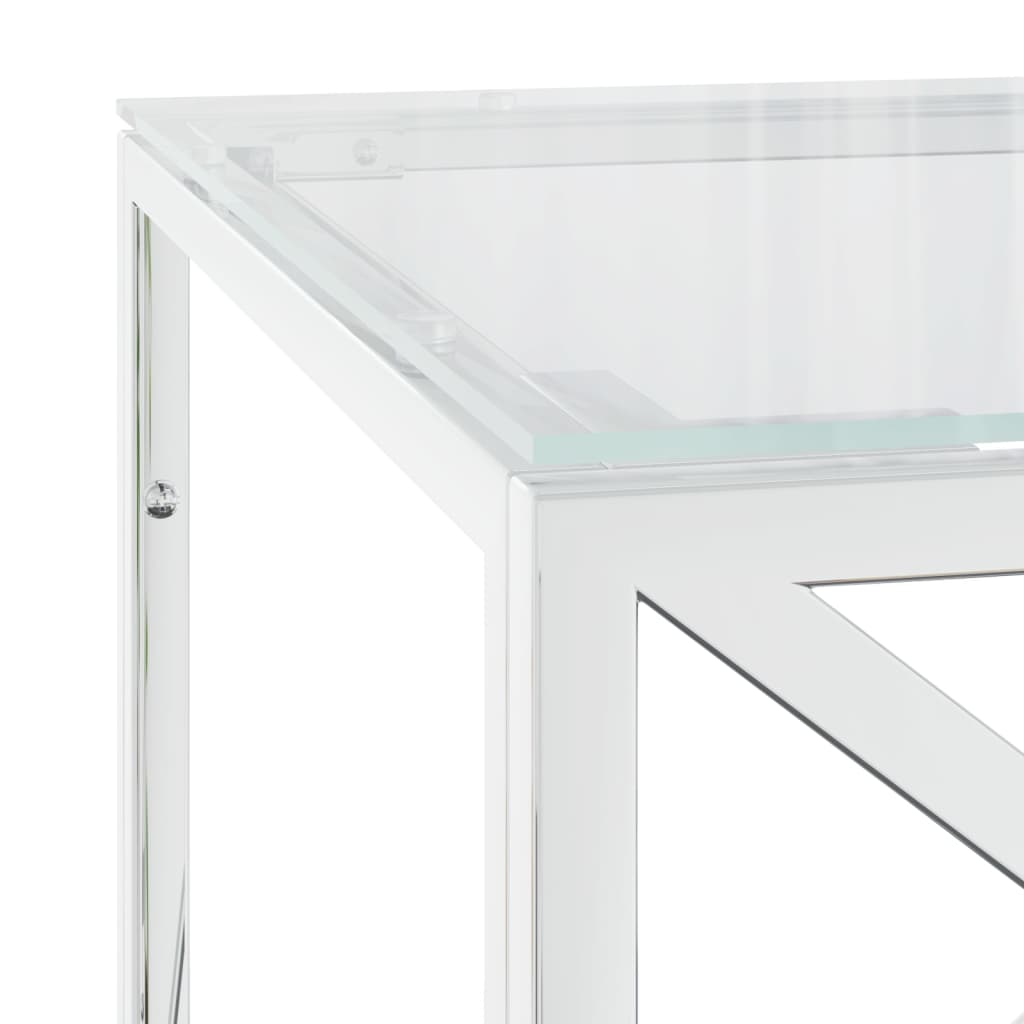 Salongbord 110x45x45 cm rustfritt stål og glass