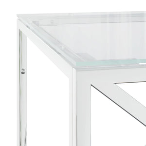 Salongbord 110x45x45 cm rustfritt stål og glass