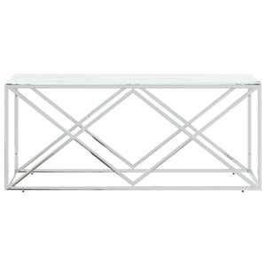 Salongbord 110x45x45 cm rustfritt stål og glass