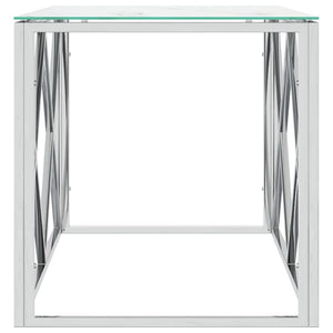 Salongbord 110x45x45 cm rustfritt stål og glass