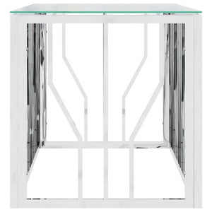 Salongbord 110x45x45 cm rustfritt stål og glass
