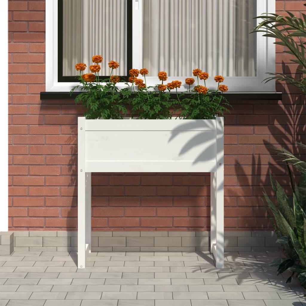 Plantekasse hvit 78x40x81 cm heltre furu