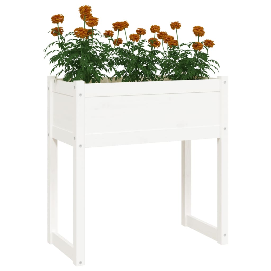 Plantekasse hvit 78x40x81 cm heltre furu
