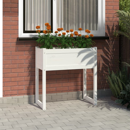 Plantekasse hvit 78x40x81 cm heltre furu