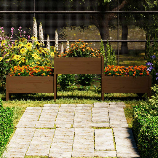 Plantekasse honningbrun 245,5x44x75 cm heltre furu
