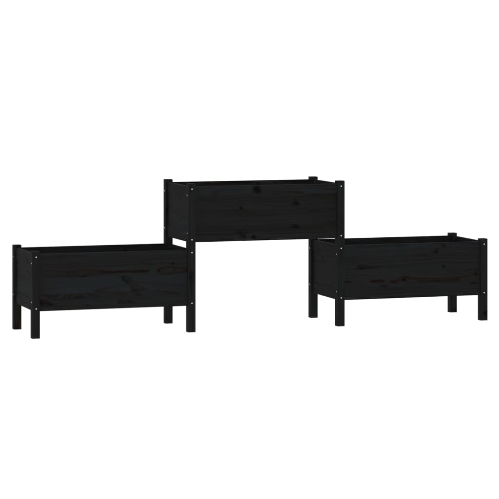 Plantekasse svart 245,5x44x75 cm heltre furu