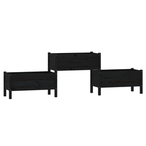 Plantekasse svart 245,5x44x75 cm heltre furu