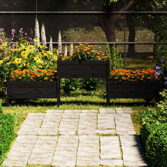 Plantekasse svart 245,5x44x75 cm heltre furu