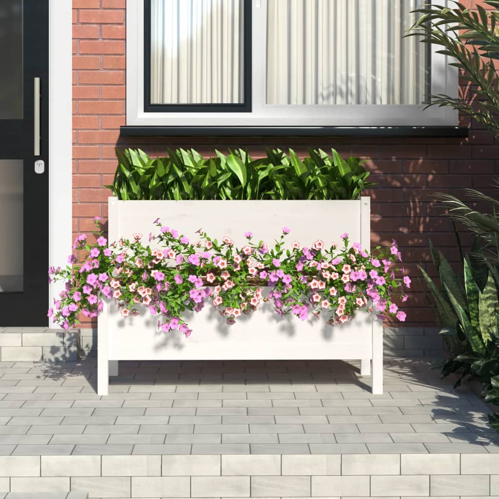 Plantekasse hvit 110x84x75 cm heltre furu