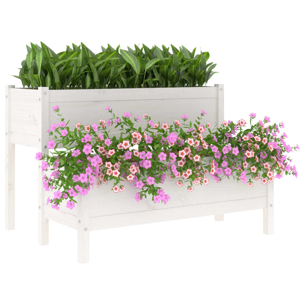 Plantekasse hvit 110x84x75 cm heltre furu