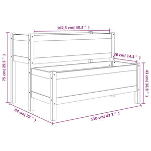 Plantekasse hvit 110x84x75 cm heltre furu
