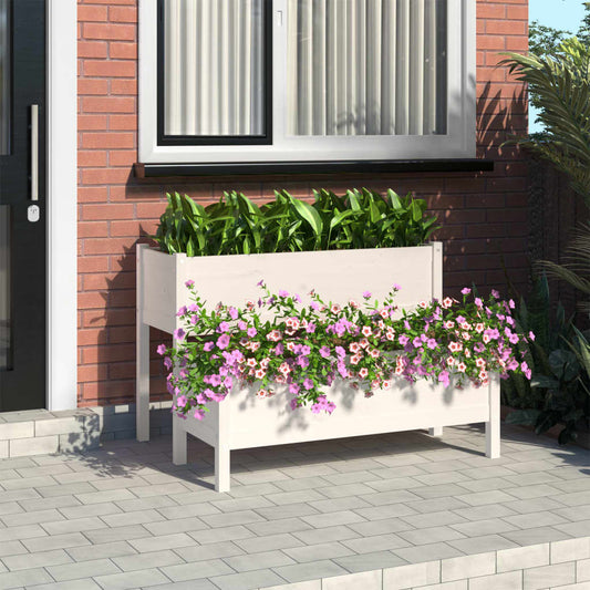 Plantekasse hvit 110x84x75 cm heltre furu