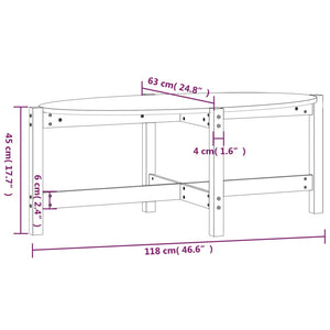 Coffee table 118x63x45 cm solid pine wood