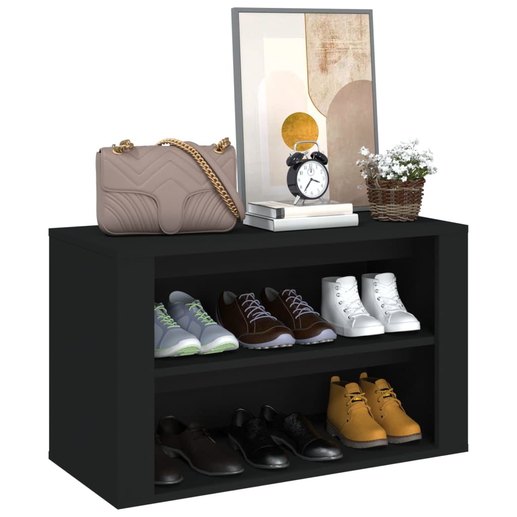 Skohylle svart 75x35x45 cm konstruert tre