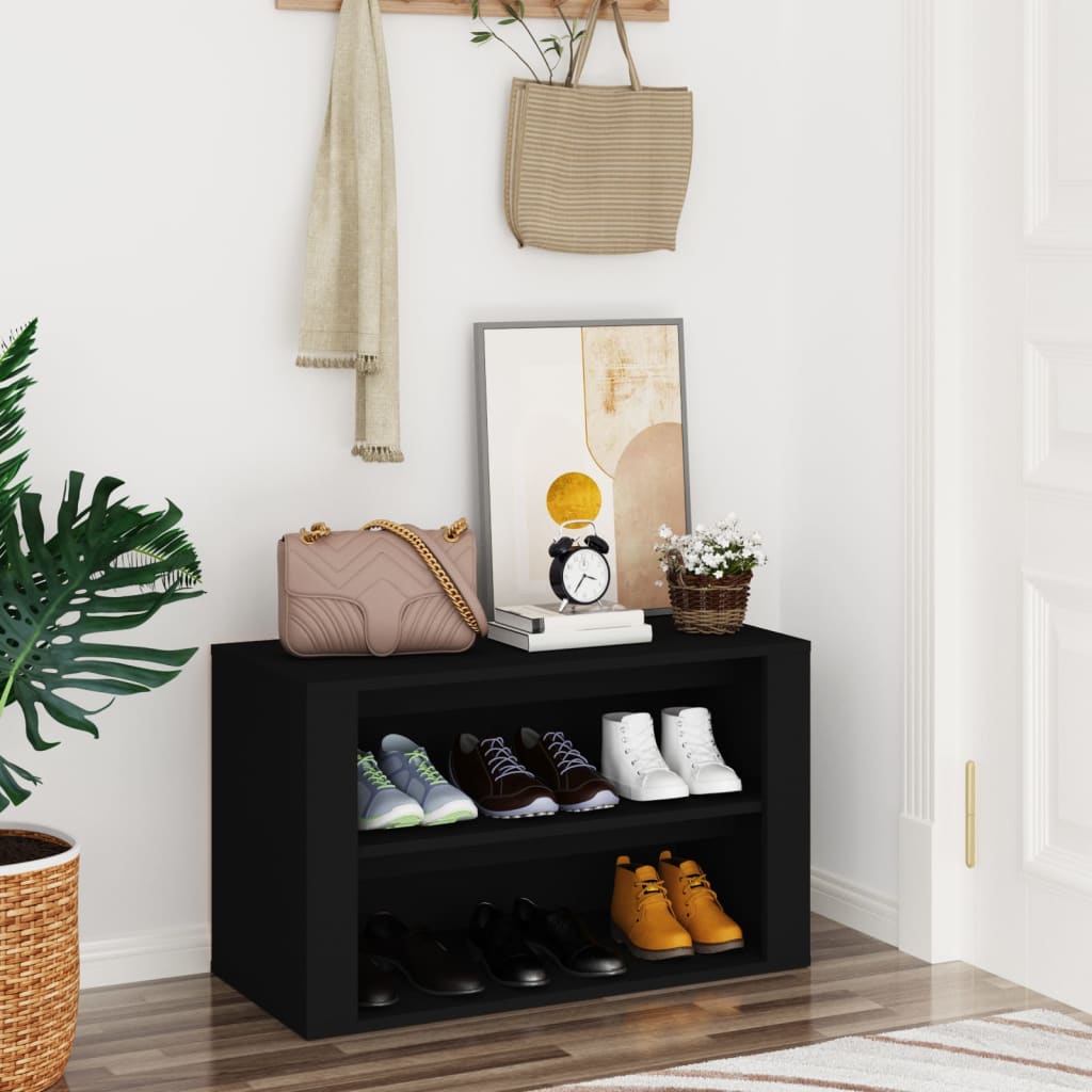 Skohylle svart 75x35x45 cm konstruert tre