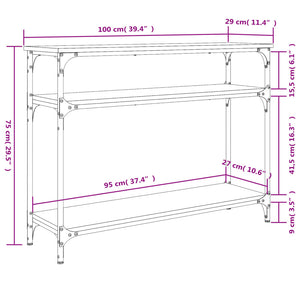 Console table black 100x29x75 cm engineered wood
