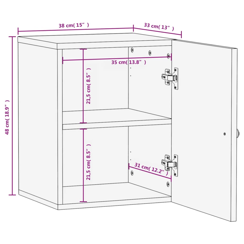 Veggmontert baderomsskap 38x33x48 cm heltre mango