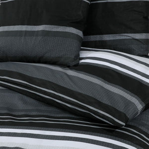 Sengesett svart og hvit 225x220 cm bomull