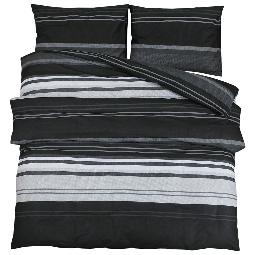 Sengesett svart og hvit 260x220 cm bomull