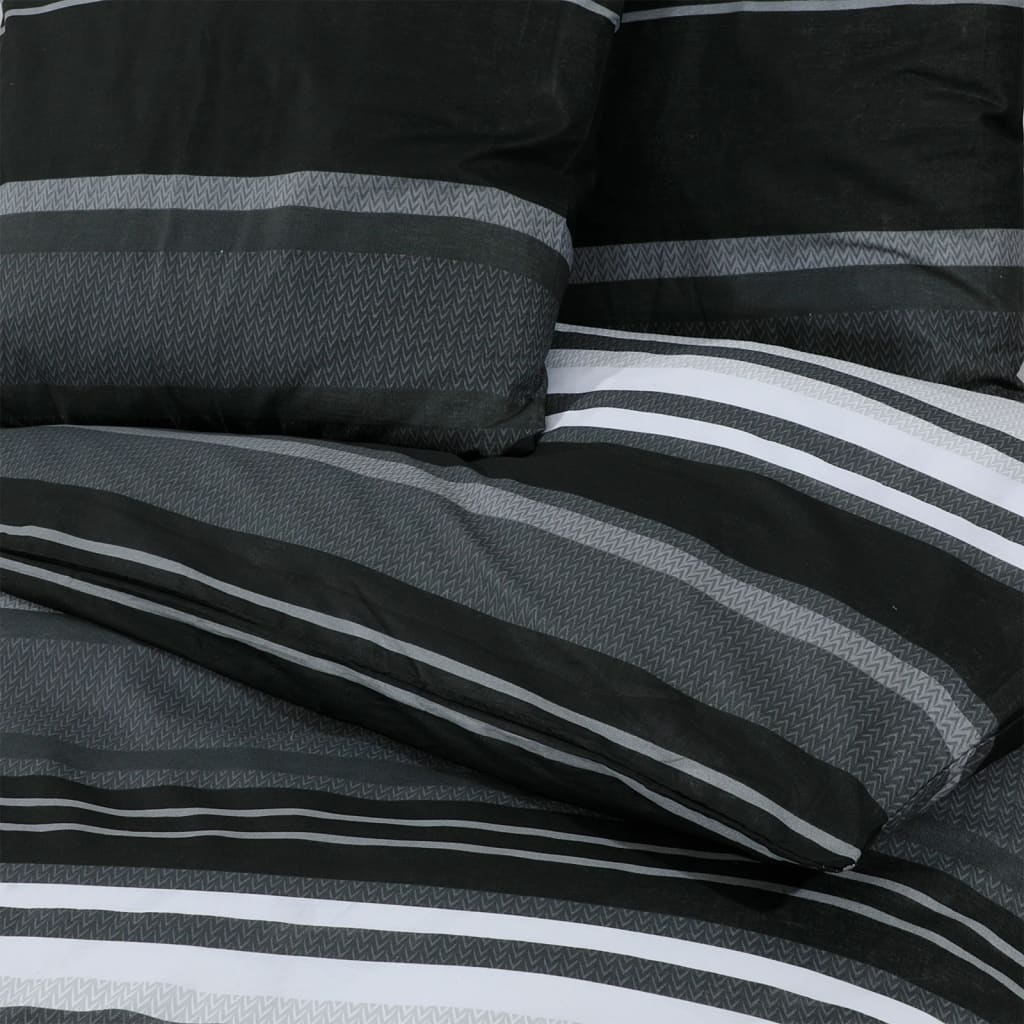Sengesett svart og hvit 260x220 cm bomull