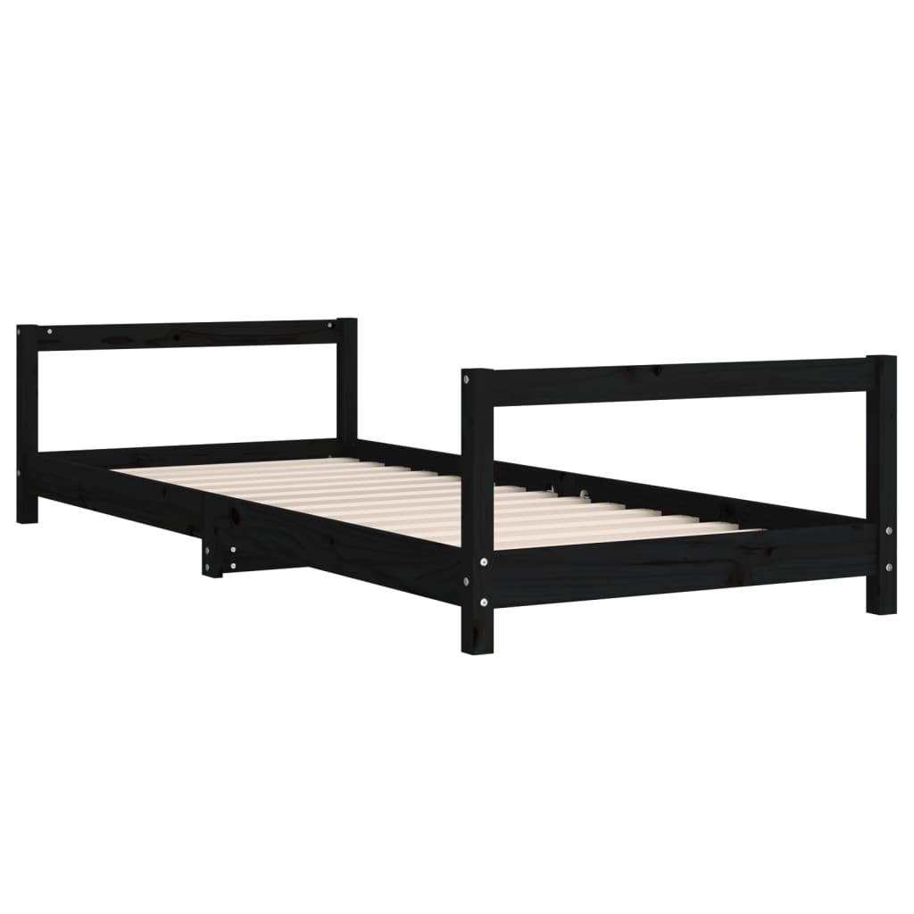 Barnesengeramme svart 90x200 cm heltre furu