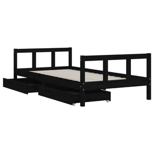 Barnesengeramme med skuffer svart 90x190 cm heltre furu