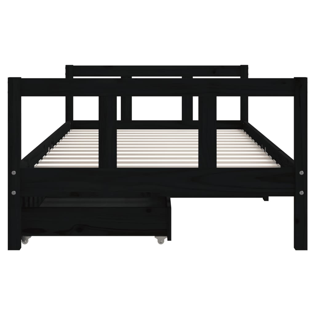 Barnesengeramme med skuffer svart 90x190 cm heltre furu