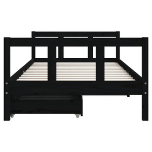 Barnesengeramme med skuffer svart 90x190 cm heltre furu