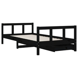 Barnesengeramme med skuffer svart 90x190 cm heltre furu