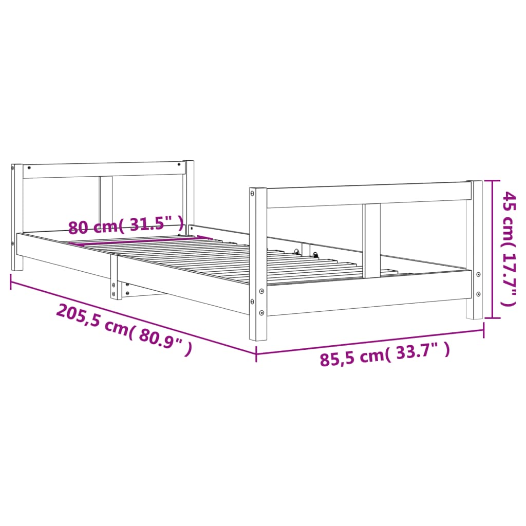Barnesengeramme 80x200 cm heltre furu