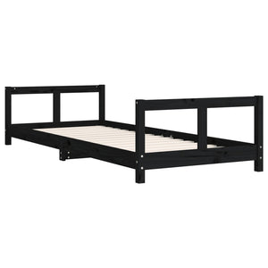 Barnesengeramme svart 80x200 cm heltre furu