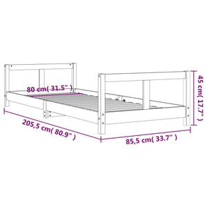 Barnesengeramme svart 80x200 cm heltre furu