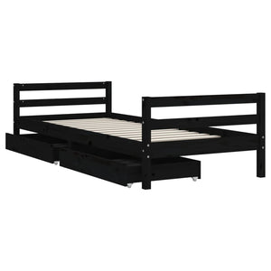 Barnesengeramme med skuffer svart 90x200 cm heltre furu