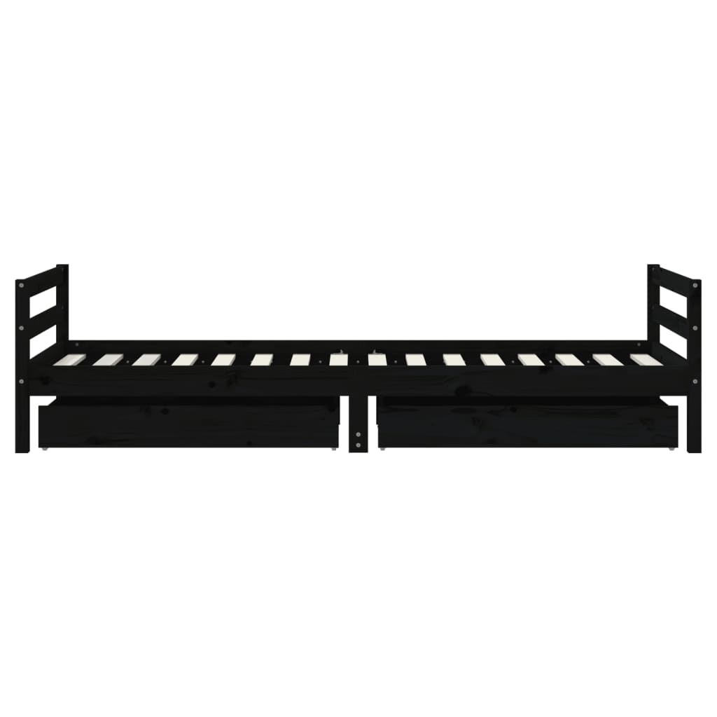 Barnesengeramme med skuffer svart 90x200 cm heltre furu