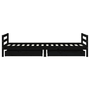 Barnesengeramme med skuffer svart 90x200 cm heltre furu