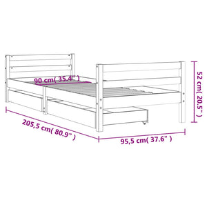 Barnesengeramme med skuffer svart 90x200 cm heltre furu
